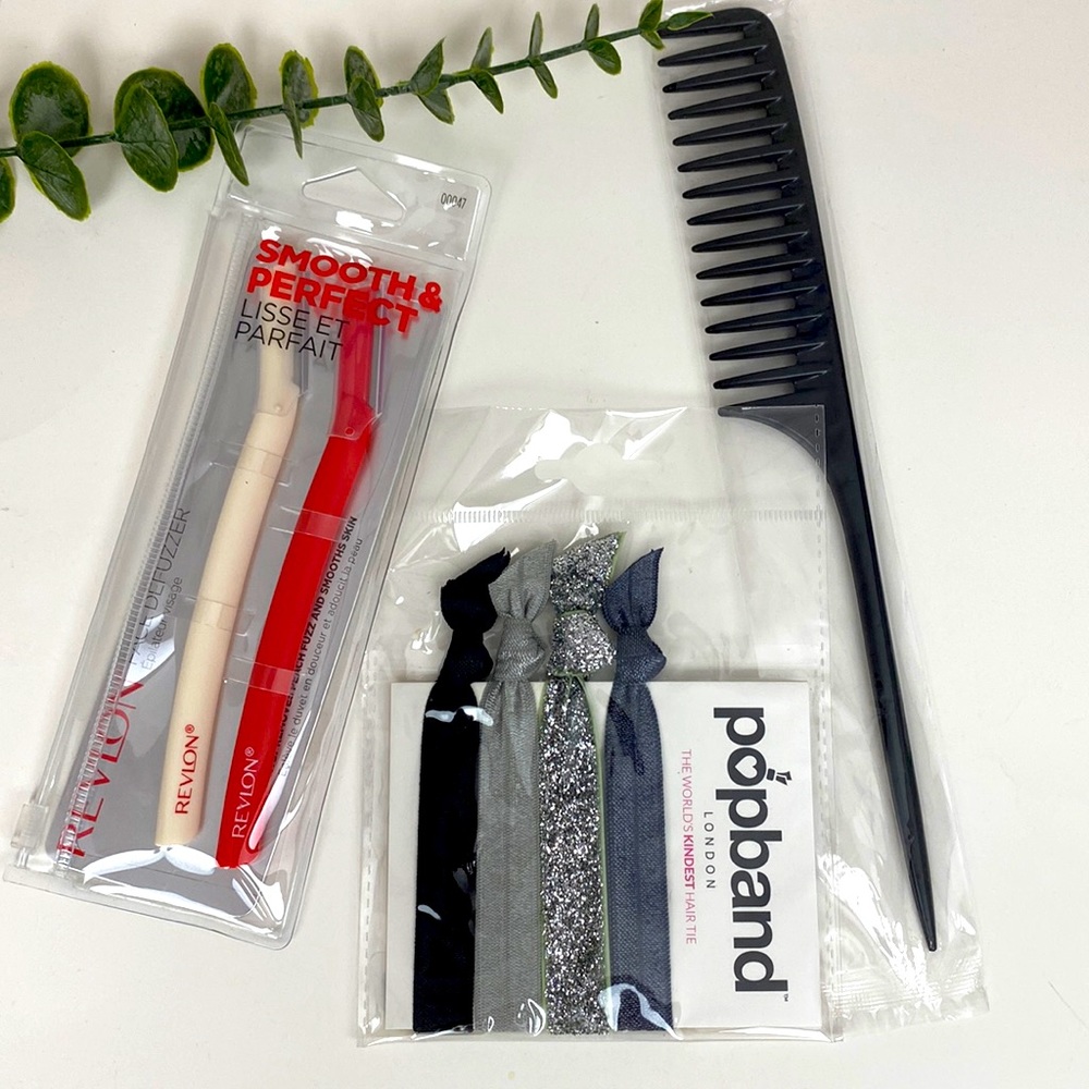 Bundle of 3 hair and face set NEW! Comb, face defuzzer & popband hair bands